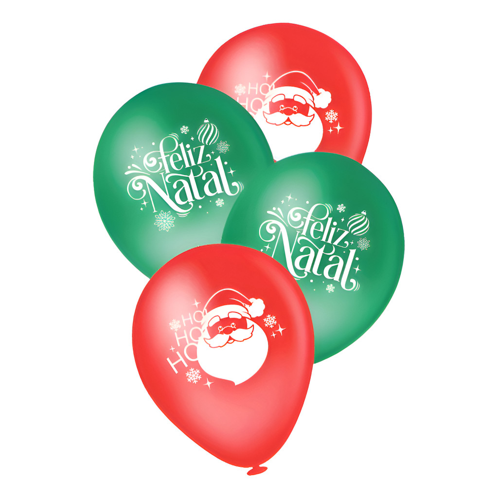 Bexiga Balões Feliz Natal No 8 Noel Vermelho Verde