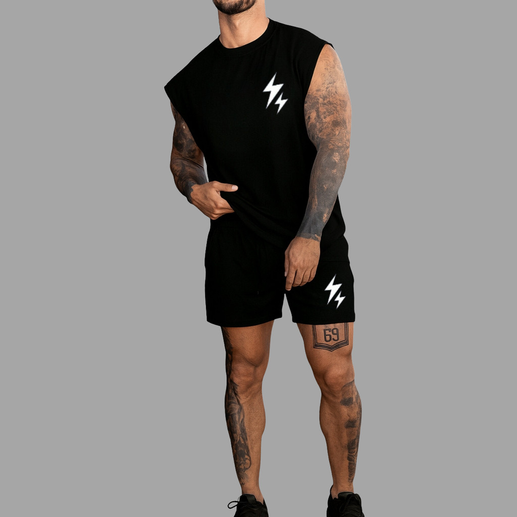 Conjunto Masculino Streetwear Regata Oversized e Short Tactel Premium Casual Academia Treino Verão Urban Style