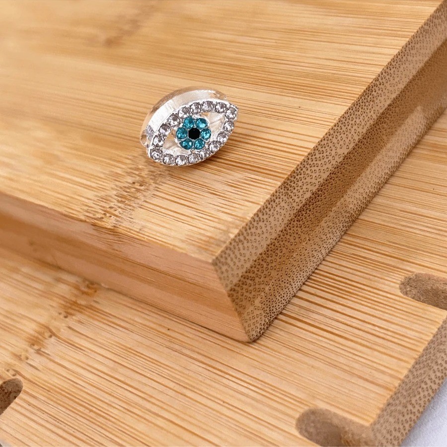 Berloque Separador Olho Grego Cravejado Banhada em Prata 925 em Oferta na Shopee