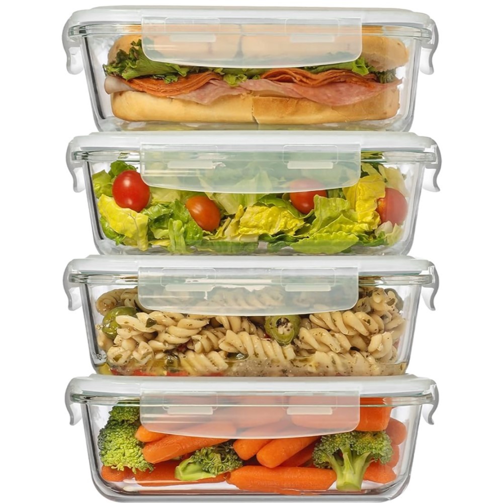 Kit 4 Potes de Vidro Marmita com Tampa Hermética 640ml Yikasa em Oferta na Shopee