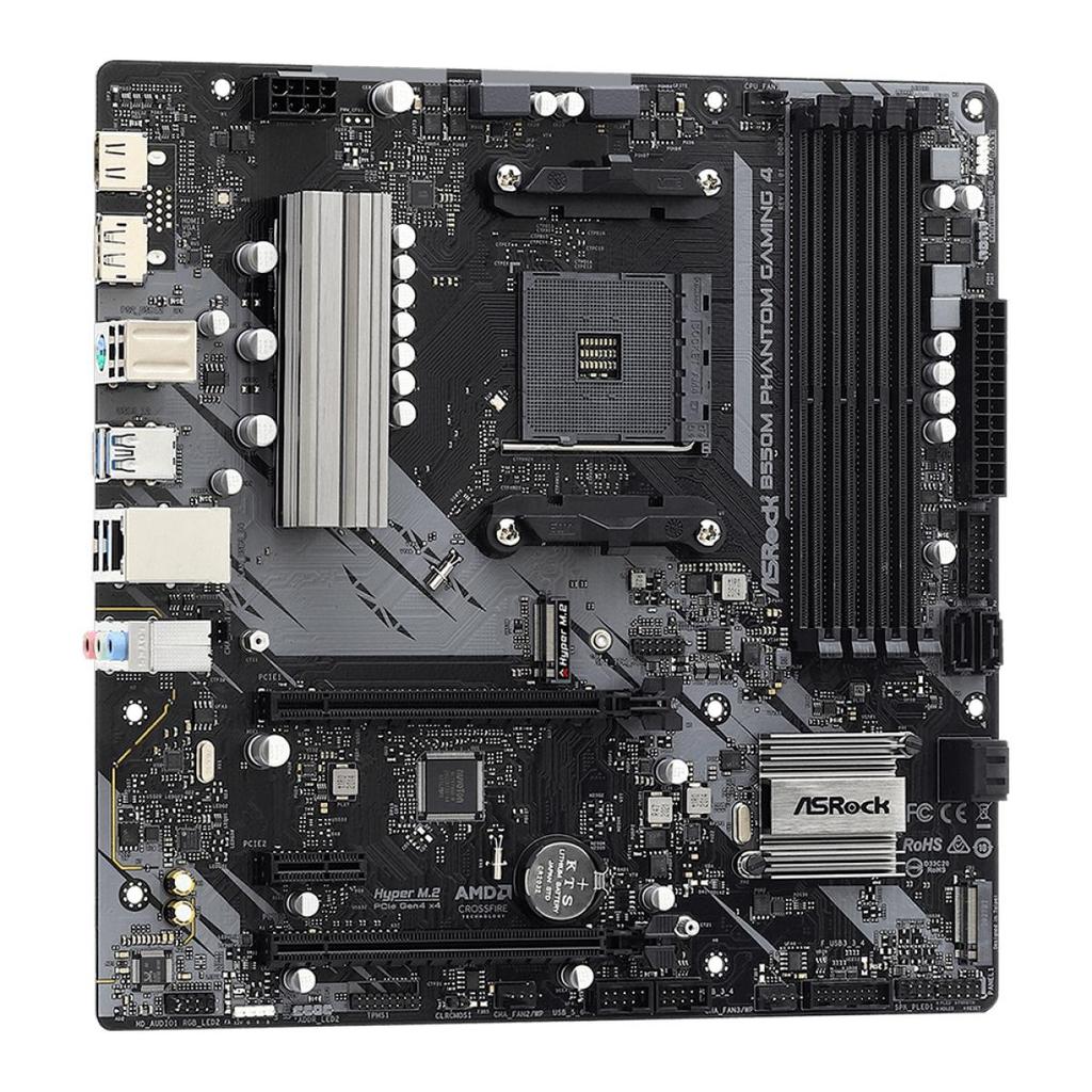 Placa Mãe AsRock B550M Phantom Gaming 4, Chipset B550, AMD AM4, MATX, DDR4 — imagem 2 de 2