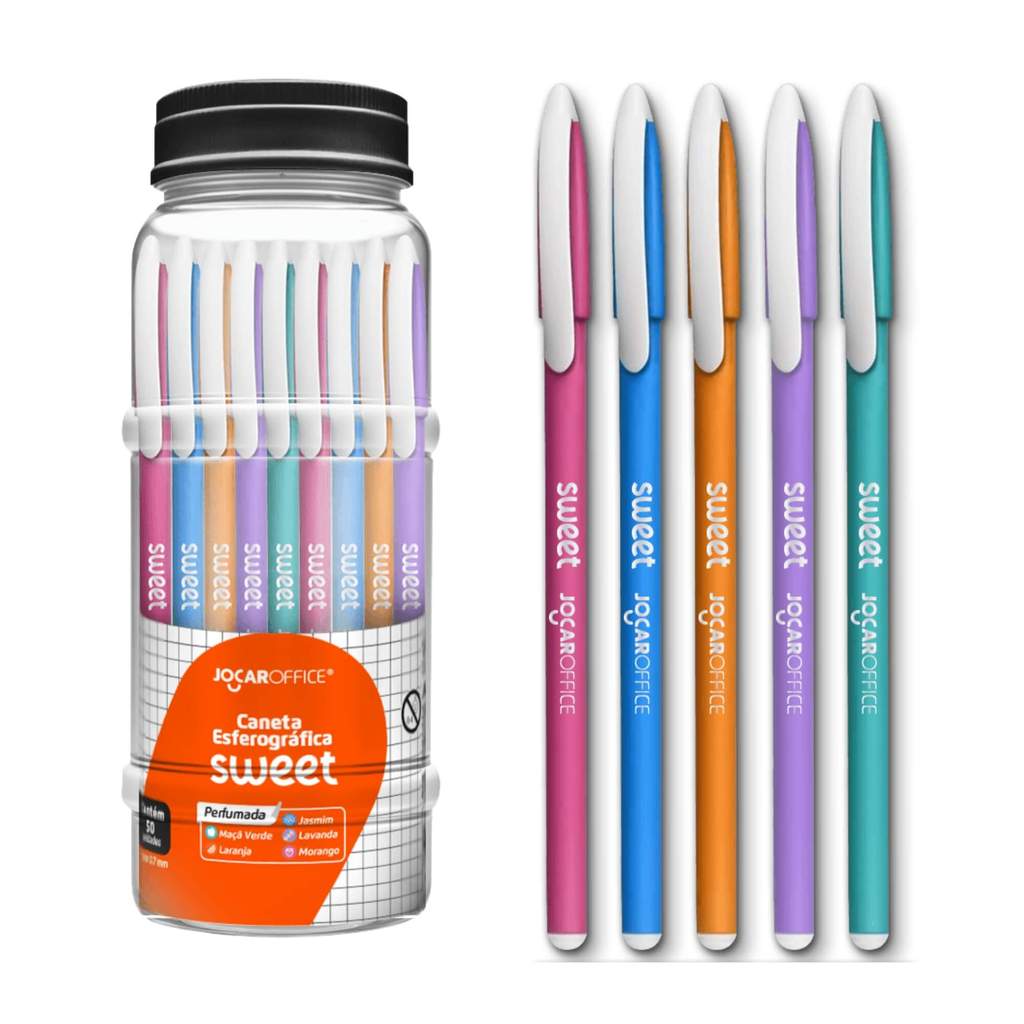 Caneta Esferográfica Perfumada Sweet Ponta 0.7 - Pote c/ 50 unidades Jocar Office Leonora - 10298 em Oferta na Shopee