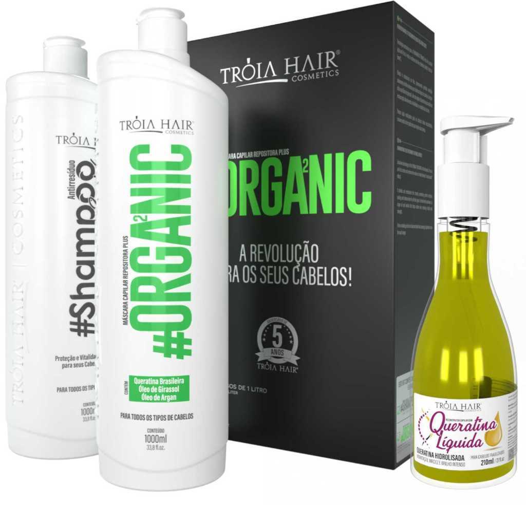 Kit Banho de Queratina Organic – Progressiva Orgânica + Queratina Brasileira Líquida 210ml
