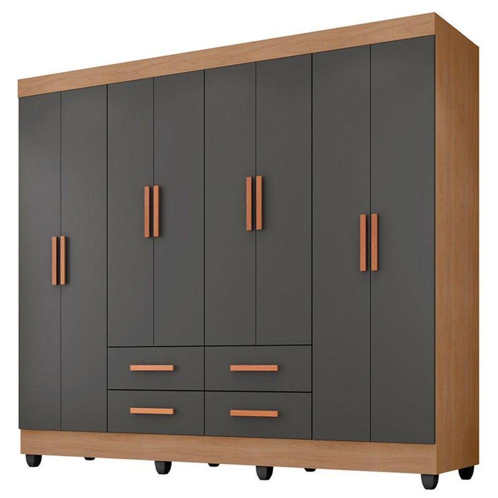 Guarda Roupa Casal Porto 8 Portas Nature Cinza - Móveis Leão em Oferta na Shopee
