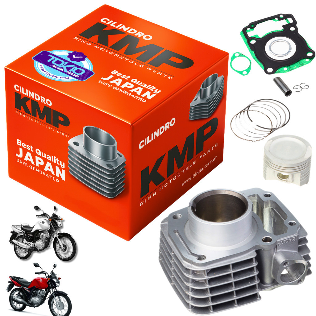 KIT KMP CILINDRO PISTAO ANEL JUNTA CG 125 09 A 18 Bros 125