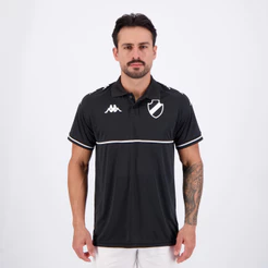 Polo Kappa Vasco Supporter Monochromatic Preta e Branca