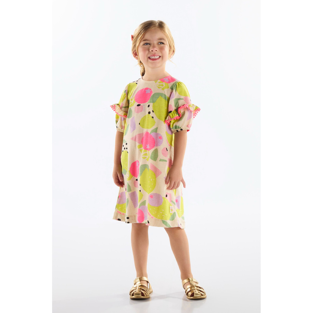 Vestido Infantil Frutas em Algodão Up Baby em Oferta na Shopee
