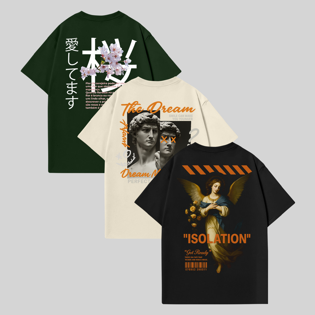 Kit 3 Camisetas Masculina Estampada Isolation 100% Algodão em Oferta na Shopee