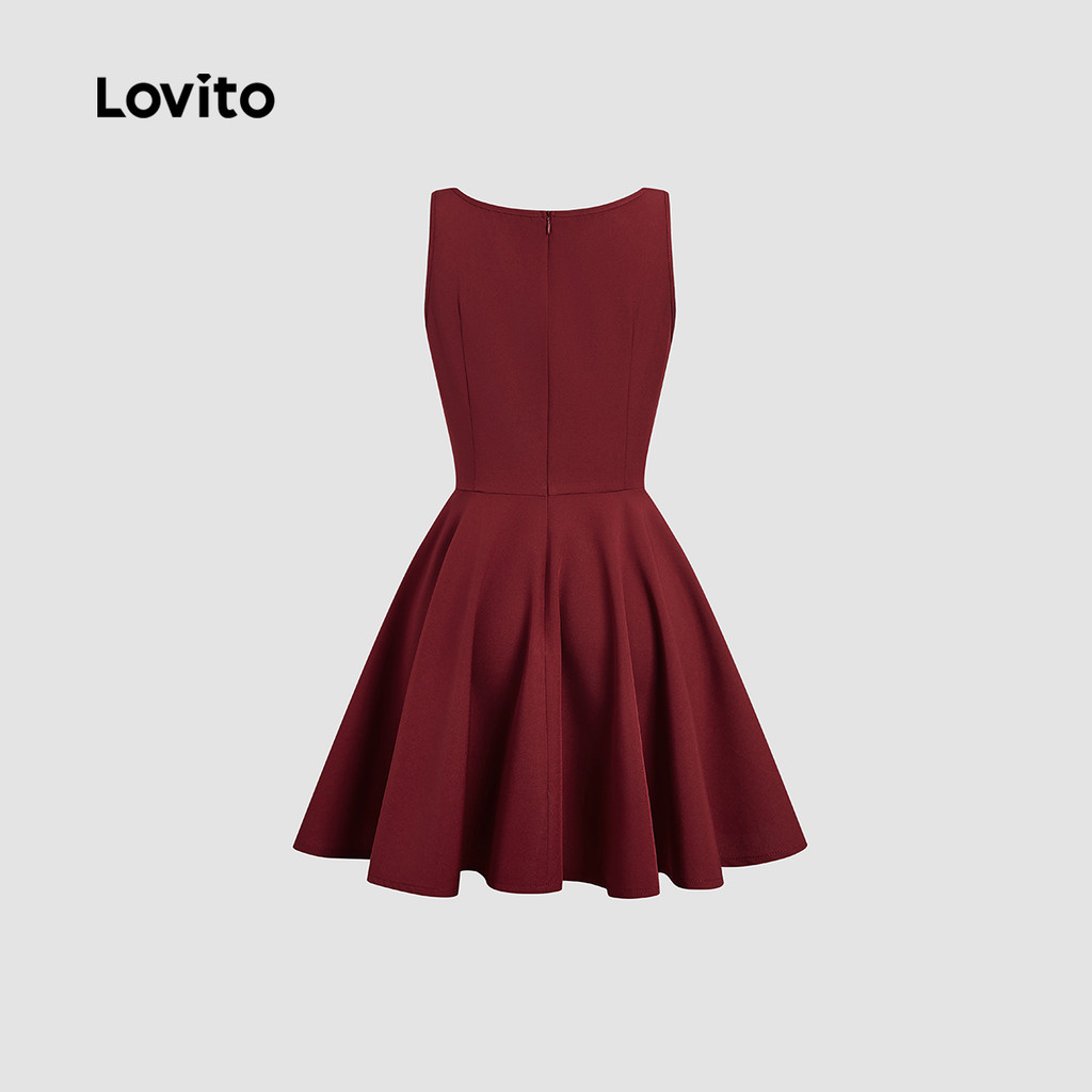 Lovito Vestido Casual Feminino Vermelho com Laço Primavera/Verão L157ED507