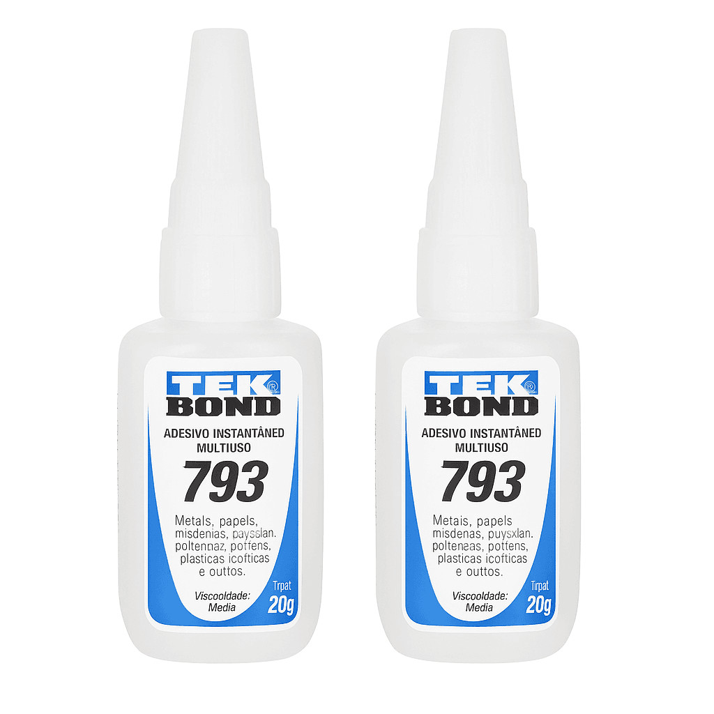 Kit 2 Cola Instantânea 793 Tek bond Líquida 20g Acrigel Unhas Tips Postiça Forte Madeira Borracha