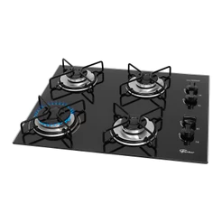 Cooktop Fischer 4 Bocas Fit Line Gás Mesa Vidro Preto - Trempe Aramado