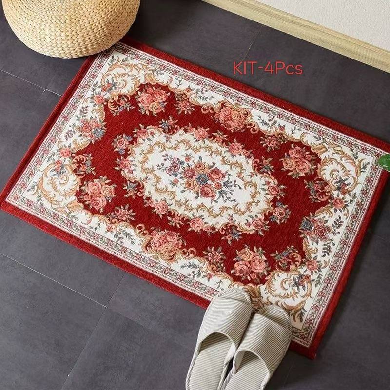 Kit 4 Tapetes De Secagem Rápida Em Microfibra Antiderrapante De Banheiro / Porta De Entrada