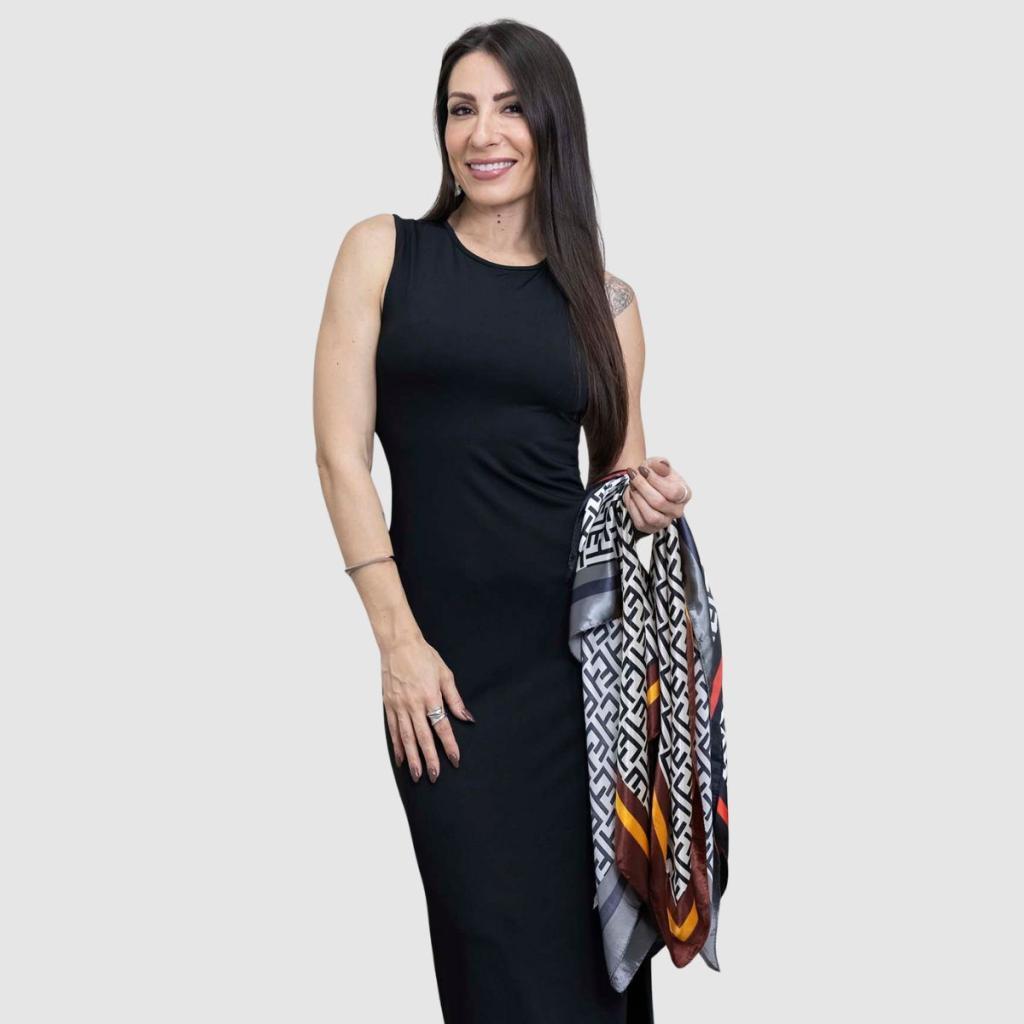 Lenço Feminino Bandana Echarpe Cetim Seda Estampa Colorida Moda Verão Luxo