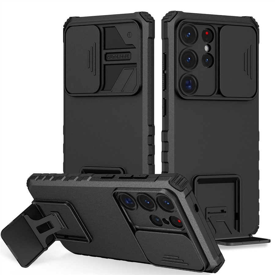 Capa Capinha Ficar Deslizar Para Samsung Galaxy S26 S25 S24 S23 Ultra Plus edge FE Deslizar Proteção da câmera PC Case