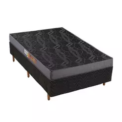 Conjunto Box Solteiro: Colchão Espuma Polar Pérola + Base CRC Suede Black(88x188)