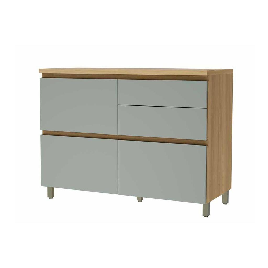 Balcão de Cozinha Rainha p/Pia 1Porta Basculante e 4Gaveta c/Tampo 120 cm Nature/Verde - Nesher em Oferta na Shopee