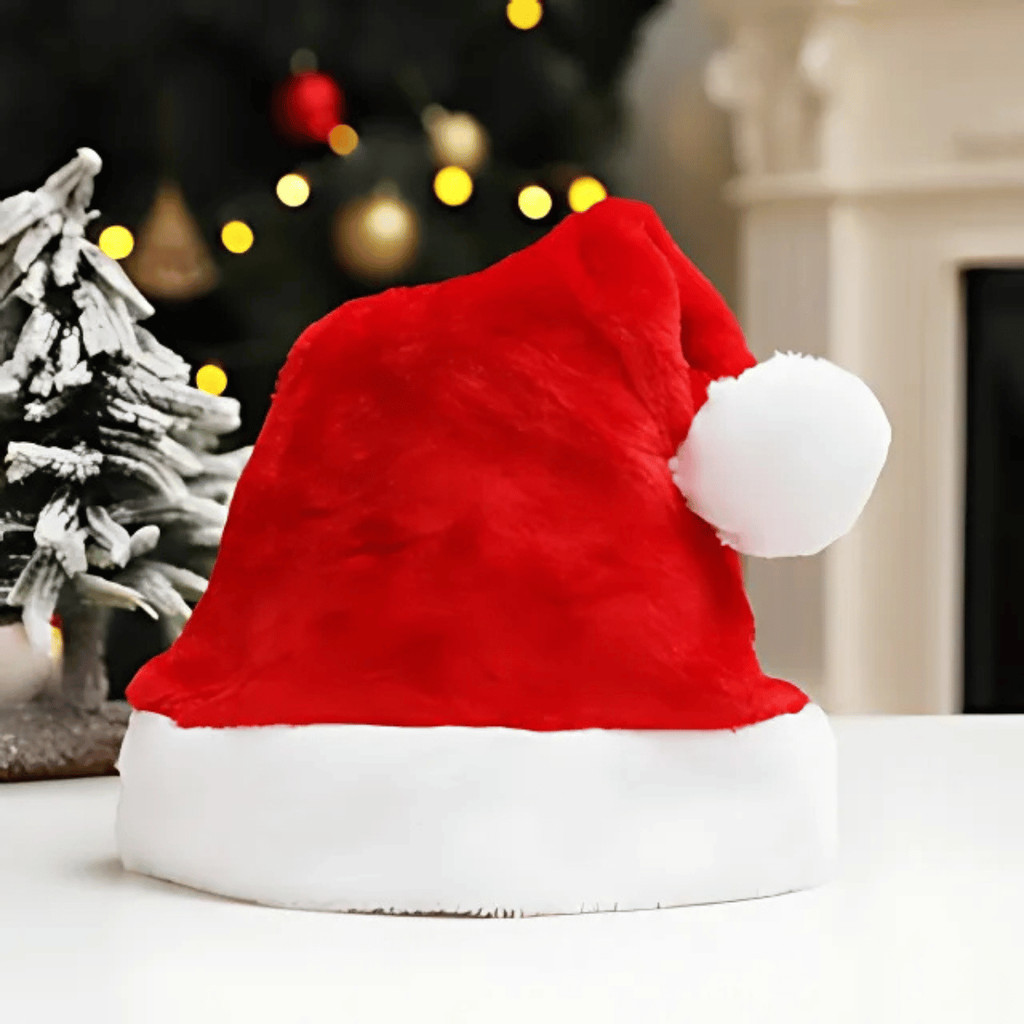 Kit 6/12 Gorro Natalino Papai Noel Vermelho 40 Cm Veludo feliz natal final de ano festa decoracao