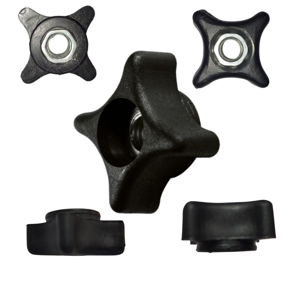Kit 2 Manipulo Porca Borboleta Estrela Preta 3/8 Polegadas
