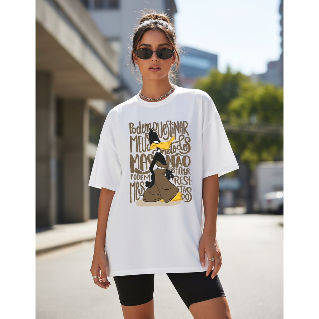 Camisão Oversized Algodão Academia Gym Patolino Estampada Treino Blusão Femnina Algodão Confortavel