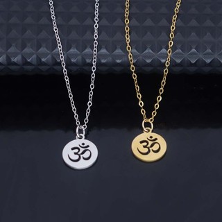 Religioso Pequeno Yoga Charme Pingente Colar Dourado Prateado Cor Aço Inoxidável Indiano Hindoo Hindu Budista OM Gargant