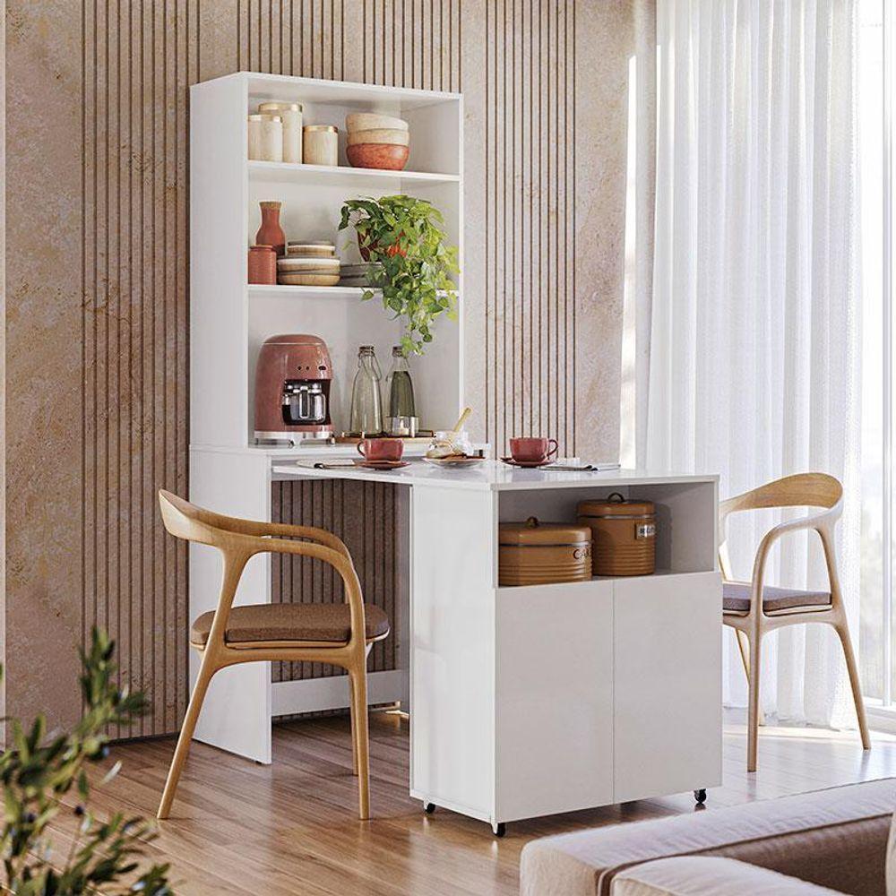 Armário Multifuncional Com Escrivaninha Retrátil Duo Branco - Kits Paraná em Oferta na Shopee