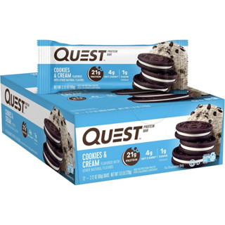 Protein Bar Display Com 12 Barras De 60g Sabor Cookies e Cream Quest em Oferta na Shopee