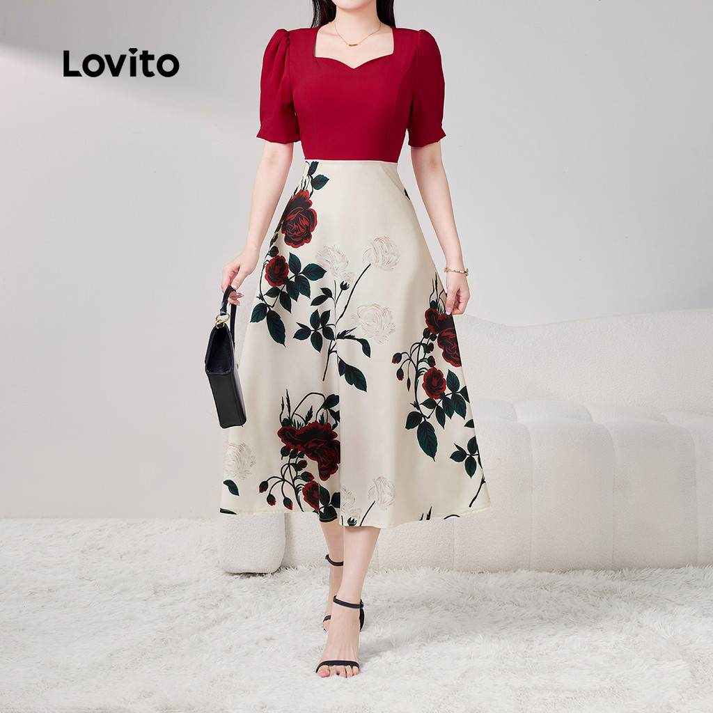 Lovito Vestido Casual Feminino Novo Estilo Chinês Cheongsam Qipao Com Blocos De Cores Para Primavera/verão L157ED317