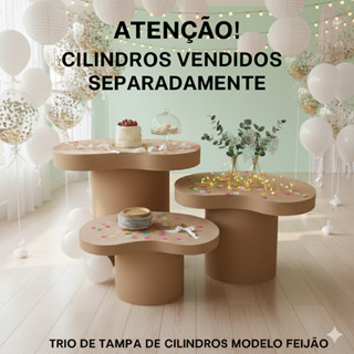 Tampas MDF Orgânicas p/ Cilindros – Trio P M G p/ Decoração de Festas e Mesa do Bolo em Oferta na Shopee