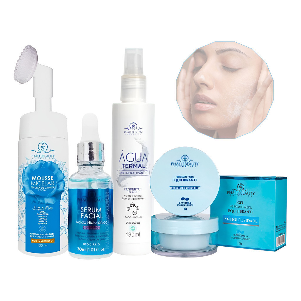 Kit Limpeza Facial Skin Care Completo Pele Norma Azul