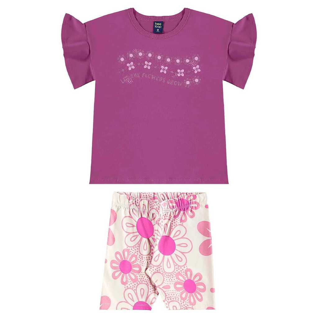 Conjunto com Blusa e Bermuda Bee Loop em Oferta na Shopee