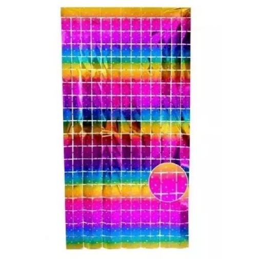 Cortina Metalizada Quadriculada Elegante 1x1m