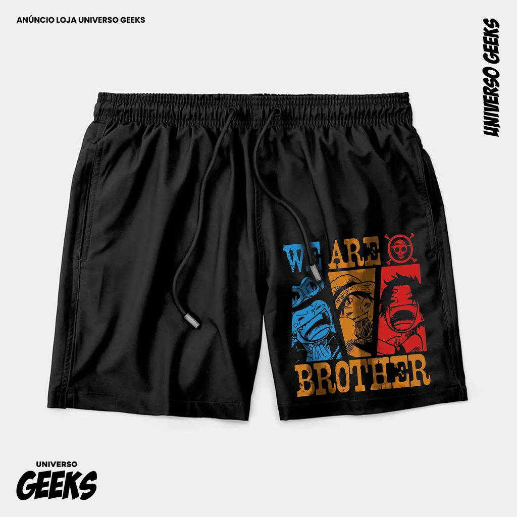 Bermuda Tactel We Are Brother One Piece Short Confortável Com Elastano Ideal Lazer Treino Esportes Praia