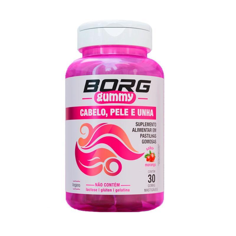 Detalhes do Suplemento Alimentar Borg Gummy Cabelo, Pele e Unha Sabor Morango 30 Gomas Mastigáveis
