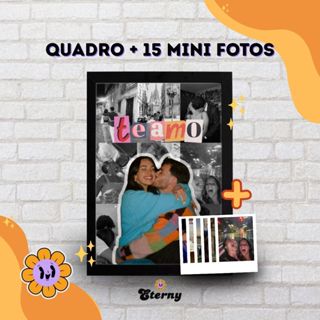Kit Quadro Personalizado + Mini Fotos Presente para Casal Moldura em Madeira em Oferta na Shopee