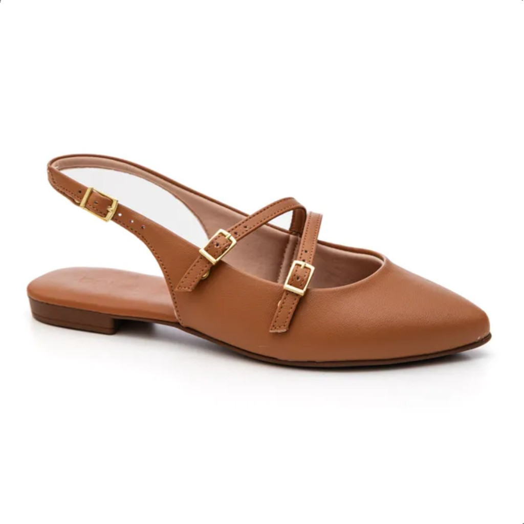 Sapato Beira Rio Mule Salto Baixo Fivela Bico Fino Slingback