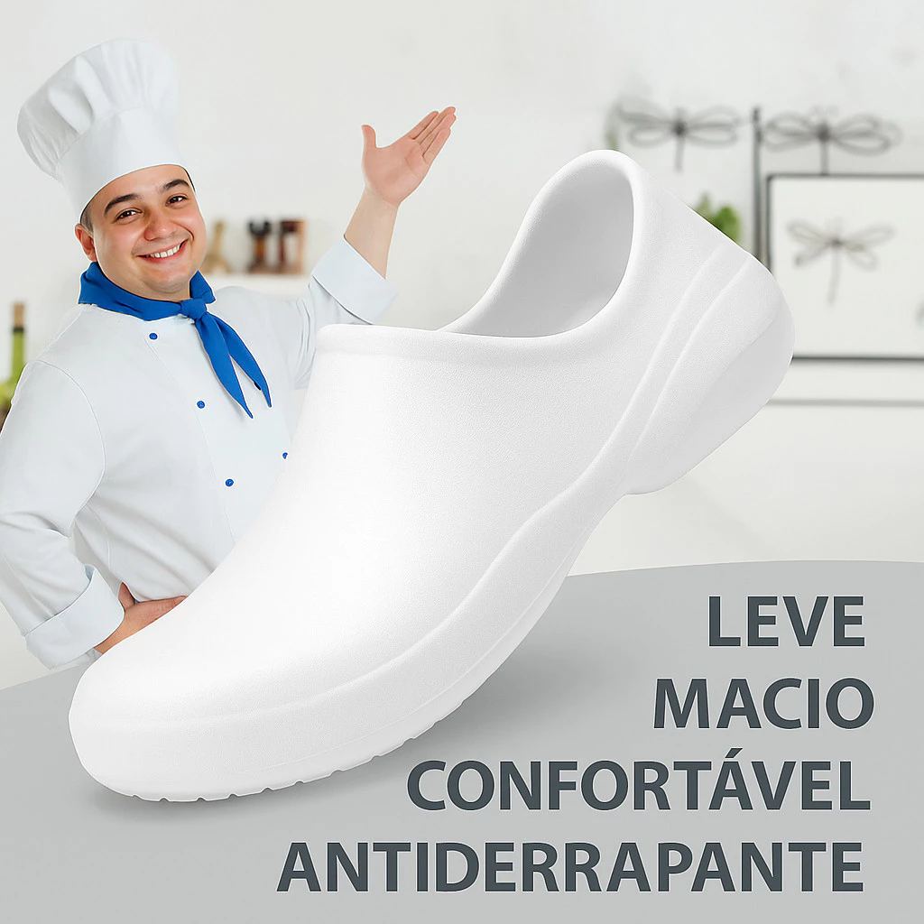 Sapato para Cozinheiro Cozinheira Sapato Feminino Hospitalar Unissex Limpeza Cozinha