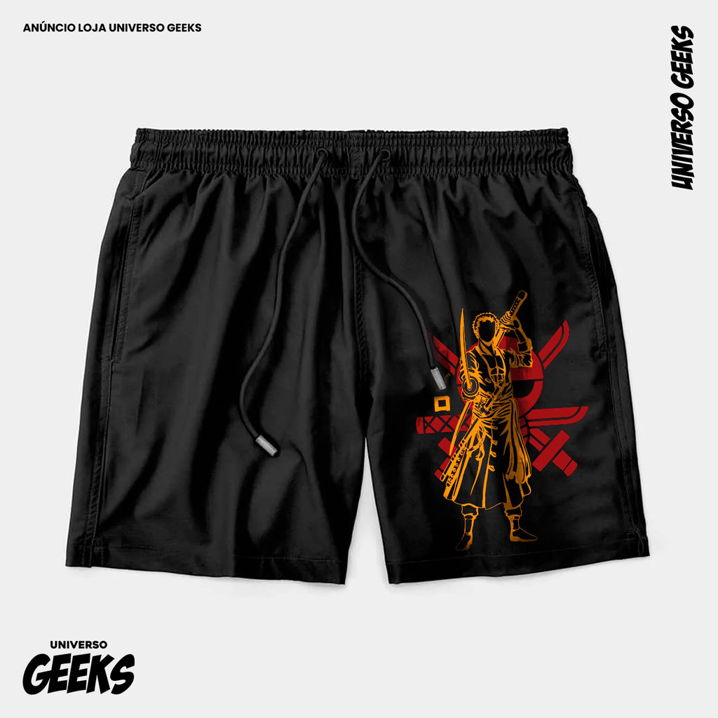 Bermuda Tactel One Piece Roronoa Zoro Espadachim Short Confortável Com Elastano Ideal Lazer Treino Esportes Praia