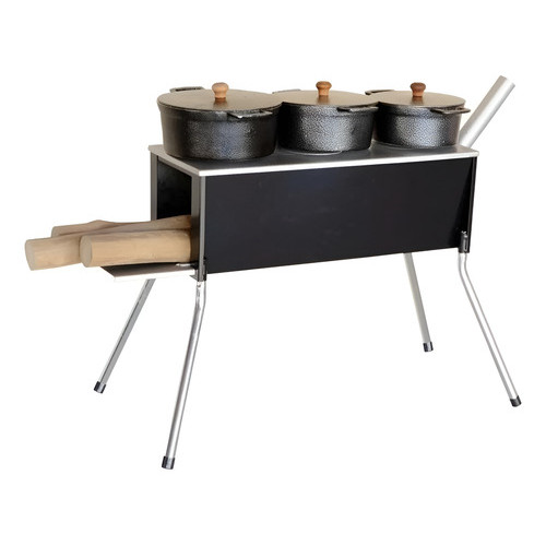 Imagem Fogao A Lenha 3 Bocas Portátil Vira Churrasqueira