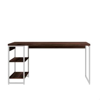 Escrivaninha com Estante Nanda Nogal e Branca 150x75 cm em Oferta na Shopee