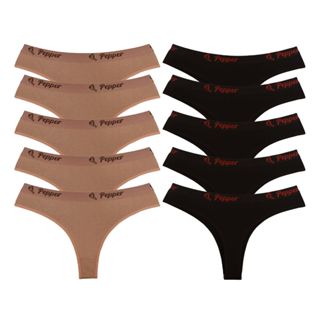 Kit Com 5 Calcinhas Chocolate e Preta Fio Dental Algodão em Oferta na Shopee