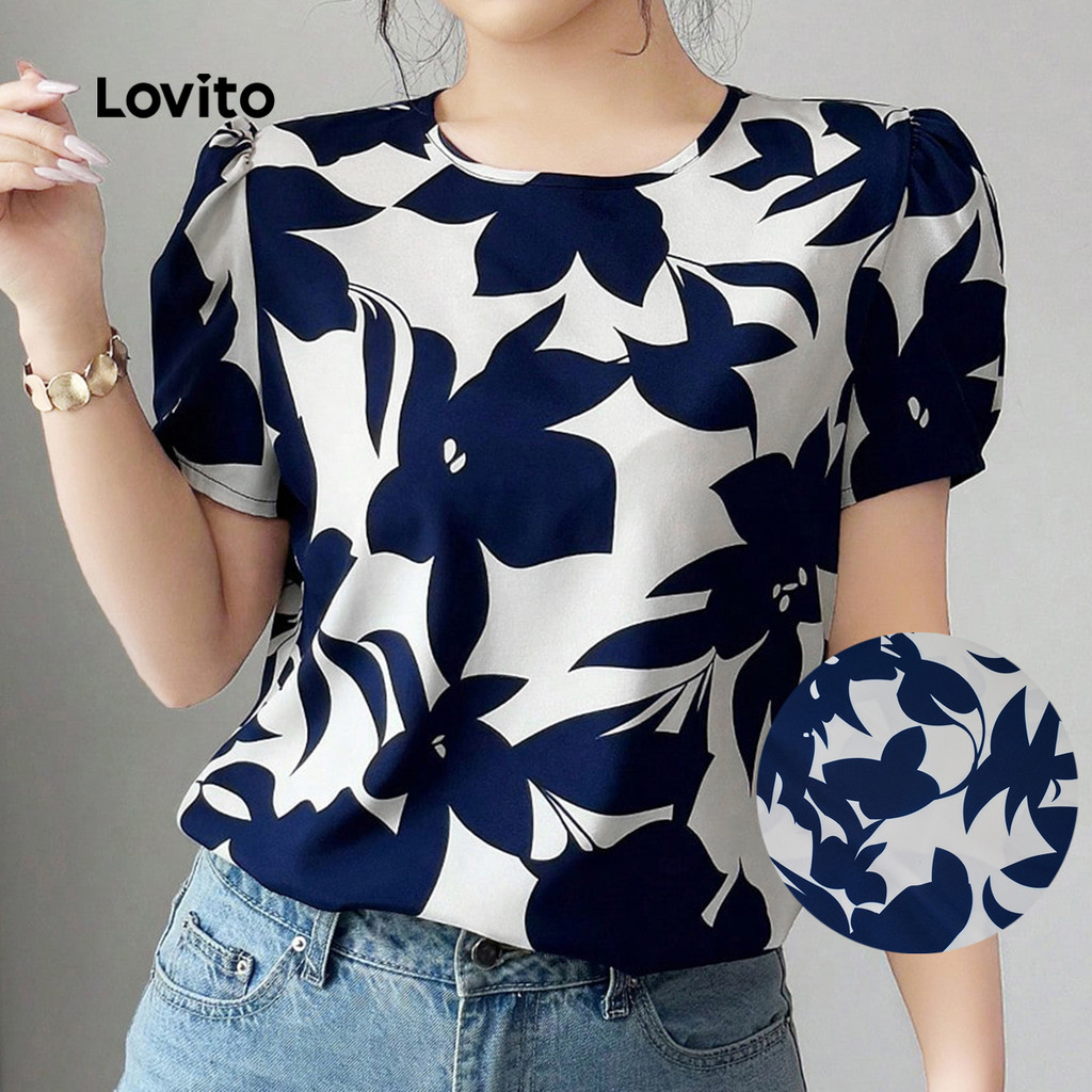 Lovito Blusa Boho Flores Lazer Primavera/verão para Mulheres L143ED405 em Oferta na Shopee