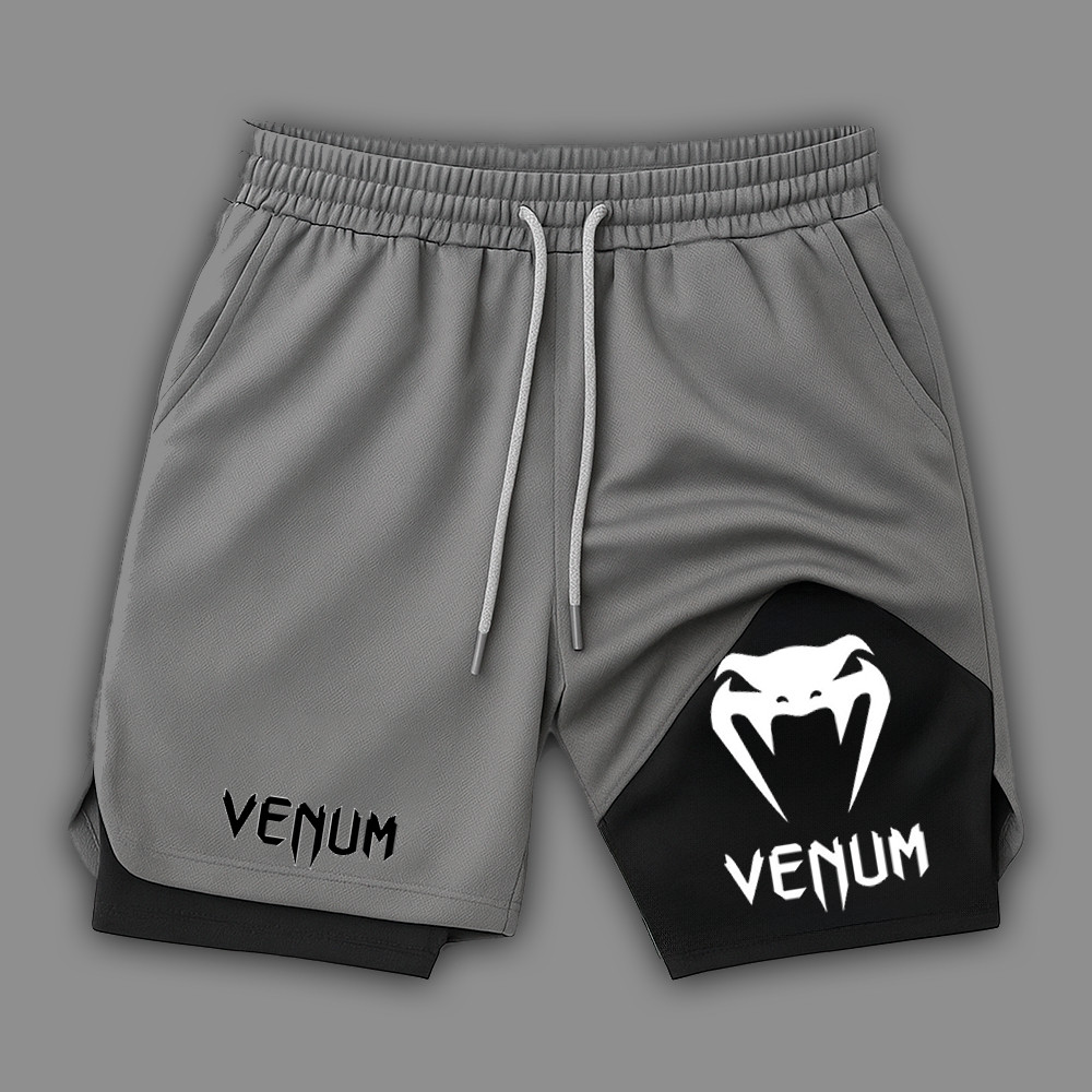 Short Masculino compressão fitness 2 em 1 masculino venon snake geek arte academia gym mode