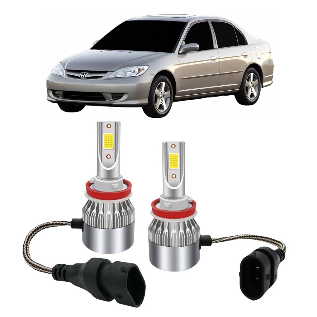 Par Lampada Super LED Farol de Milha Honda Civic 2004 2005 2006 6000k H11