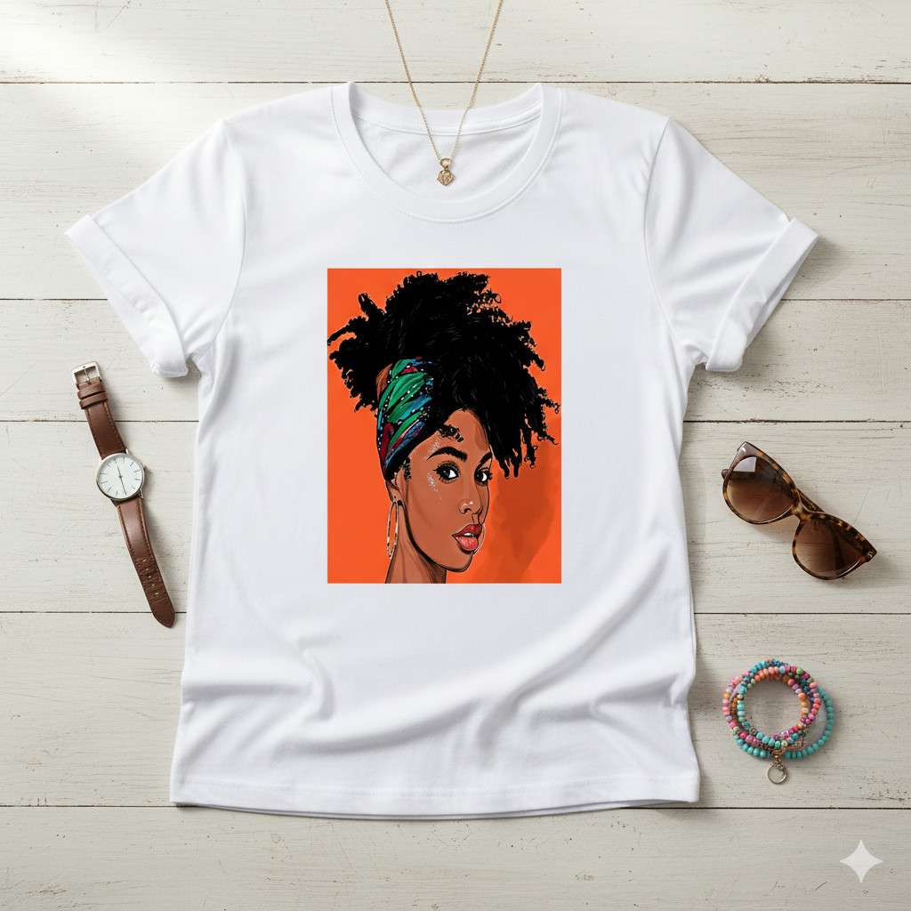 Tshirt Feminina Estilosa Estampada Beleza Negra Estampada Lançamento Camiseta 100% Algodão Oversized Plus Size Estampaê