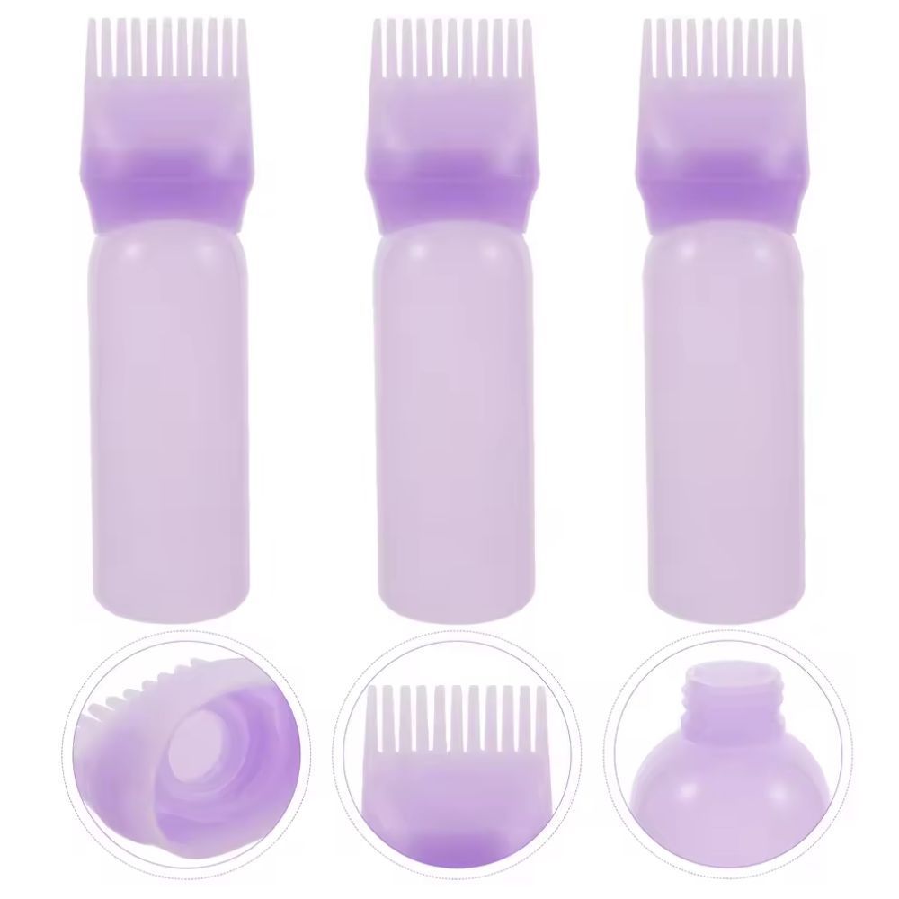 Kit3peas  Frascos Aplicadores com Pente – Tintura de Cabelo, Óleo, Creme e Aromaterapia