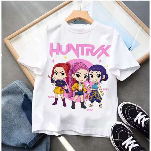 Camiseta Camisa 30.1 Blusa Algodão Unissex Kpop caçadores de demônios hUNTRIX adulto e infantil envio imediato Algodão P