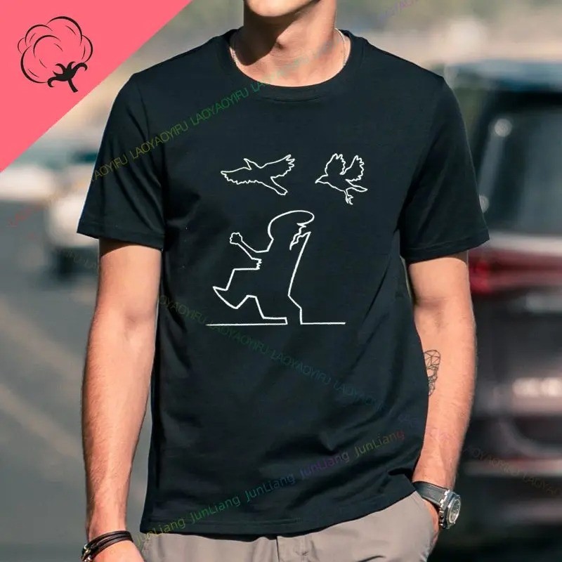 Camiseta Masculina Linha Passaros Estampada Lançamento Camiseta 100% Algodão Camisetão Camisa Oversized Plus - Camisarte