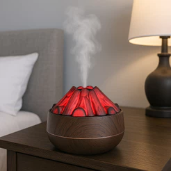 Umidificador aromático efeito fogueira com iluminação