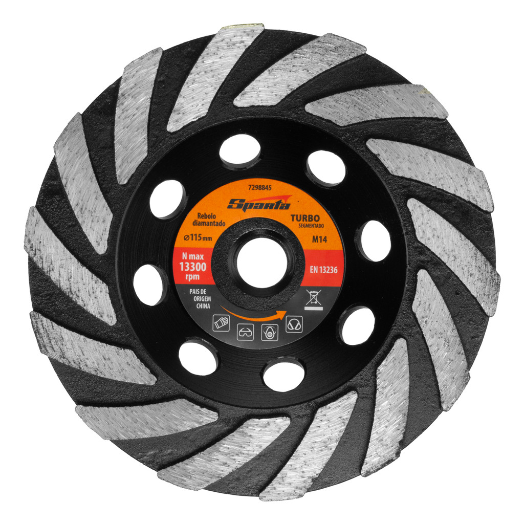 REBOLO TURBO SEGMENTADO, DIAMANTADO, ROSCA M14, 115MM, 1PC // SPARTA