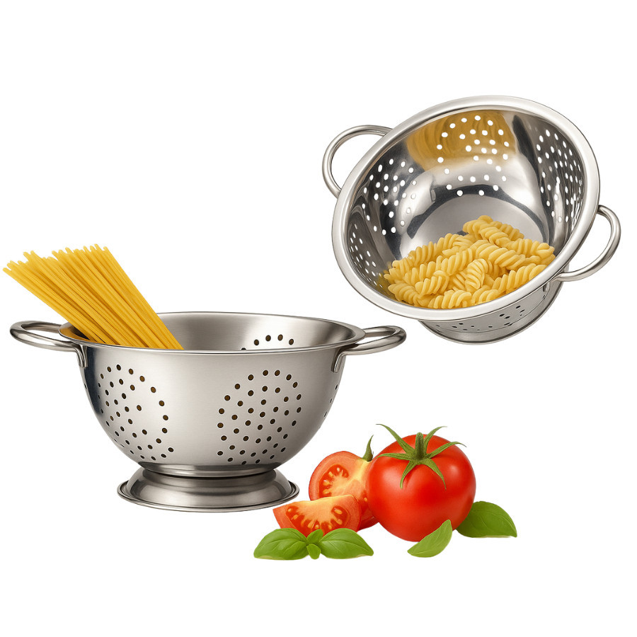 Escorredor De Massas Macarrão Alimentos Em Aço Inox 24cm em Oferta na Shopee